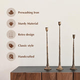 Set of 3 Candle Stick Holders, Iron Antique Gold Candlestick Holders, Fits 3/4 inch Thick Candles, Tapered Candle Holders Tall Set for Dining Table, Wedding, Home Decoration