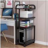SHSWUD Printer Rack Floor-Standing Printer Stand with Wheels 4-Layer Cart Mobile Fax Machine Rack for Office Printer Shelves(Black)