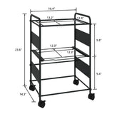 PUNCIA 2-Tier Metal Rolling File Cart with Wheels and Hanging Files for Letter Size - Movable Pull-Out Folder Rack Drawer Cabinet