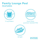 Intex Swim Center Inflatable Above Ground Outdoor Round Family Swimming Pool with Built-in Relaxing Bench, Cupholders & Secure Vinyl Pool Cover, Blue