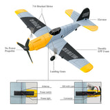 HAWK'S WORK 3 Channel RC Plane BF-109, Remote Control Airplane Ready to Fly, 2.4GHz 6-axis Gyro Stabilizer, Easy to Fly for Kids & Beginners