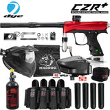 Maddog DYE CZR+ Full Auto Electronic Paintball Gun Marker Elite Starter Package | Thermal Anti-Fog Paintball Mask, HPA Tank, Empire Halo Too Loader, Neck Protector, Pro Paintball Harness & Pods - Red