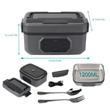 Rechargeable Adult Wireless Heated Lunch Box, 21000mAh Battery-Powered,Automatic Temperature Control Insulated Container,1.2L Leak-Proof Stainless Steel Container Ideal for Office/Truck/Outdoor Use