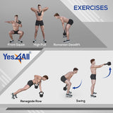 Yes4All 20lb Kettlebell Set of 2 Cast Iron for Dumbbell Weights Exercises, Gym, Fitness, Full Body Workout Equipment Push up, Grip and Strength Training
