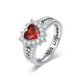 Oseew 2027 Custom Heart Shape Class Senior High School Ring for Women
