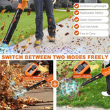 2026 Upgrade Leaf Blower,Leaf Blower Cordless with 2 * 2.6AH Batteries and Fast Charger, 450CFM &150MPH and 2 Speed Mode, Lightweight Electric Leaf Blowers (Orange)