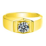 Oseew Gold Moissanite Engagement Rings for Men Men Round Cut Moissanite Rings mens moissanite band ring For Husband Father Anniversary