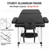 Massage Tables Portable Massage Bed Aluminium Height Adjustable Facial Salon Tattoo Bed with Non-Woven Bag, 28 inch Width Black Yaheetech