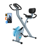 BARWING Exercise Bike Stationary Bikes for Home with APP，3 in 1 Folding Exercise Bikes for Seniors, Indoor Cycling Workout Bike 16-Level Adjustable Resistance,330LB Capacity,Comfortable Seat Backrest Grey