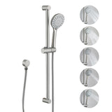 YUESIMATE 304 Stainless Steel Shower Slide Bar 28-Inch with Adjustable Handheld Shower Head and 59-Inch Hose, High Pressure 5 Setting Hand Shower with Wall Mount，Shower Slide Bar Combo, Brushed Nickel