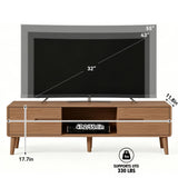 Quvex 55.1" Mid Century TV Stand for 43-60 Inch TVs, Natural Entertainment Center with Storage Cabinets, Open Shelf, Cable Management, Solid Wood Legs, Modern Media Console for Living Room
