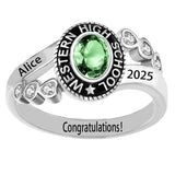 Oseew Personalized Class Rings 2027 College Graduation Ring（White Gold）