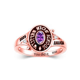 Oseew 2027 Graduation Class Ring for Women High School College (Rose Gold)