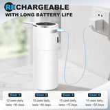 Automatic Soap Dispenser Liquid Touchless: 13.52oz/400ml Wall Mounted USB Rechargeable - 4-Level Adjustable, White
