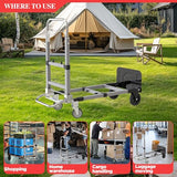 3 in 1 Convertible Hand Truck Dolly Cart with Wheels Collapsible/Folding handtruck Dolly / 2 Straps