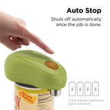 Kitchen Mama One Touch Electric Can Opener: Opens Cans with One Button Press, Auto-Stop, Ergonomic Design, Smooth Edge, Cordless, Food-Safe, Automatic, Hands Free, Battery Operated (Avocado)