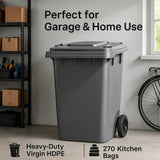 Getzi Gray 95-Gallon Wheeled Rectangular Trash Can