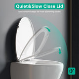 PUKANIUM Toilet Seat Elongated, Toilet Seats with Cover Quiet Close, Never Loosen Bumpers, Easy Removing and Cleaning, White, 18.5"L x 14"W