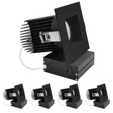 LUXRITE 4 Inch Recessed Light, Regressed Canless LED Spotlight, 5CCT 2700K-5000K, CRI90, 22W, 1700 Lumens High Output, 38º, Interchangeable Square Black Trim, Dimmable, IC & Wet Rated (4 Pack)