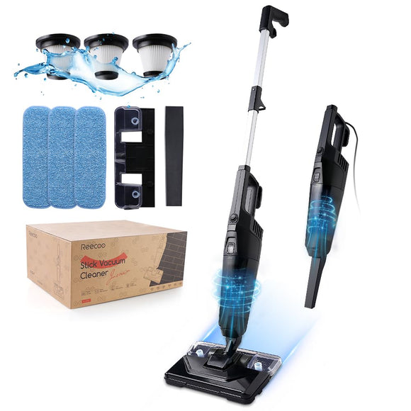 REECOO Vacuum Cleaners for Home,Vacuum and Mop Combo, 25Kpa 600W Corded Stick Vacuum for Hardwood Floor,Tile,Carpet Cleaning Debris,Pet Hair,Stains etc. REECOO