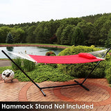 Sunnydaze Double Quilted Polyester Hammock with Detachable Pillow - 440-Pound Capacity - Red
