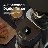 Electric Burr Coffee Been Grinder with Adjustable 24 Precise Grind Settings, 40s Digital Timer for French Press, Espresso, and Drip Pour Over, Home Use, Black