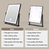 Beelux Vanity Mirror with Lights,15.3" Makeup Mirror with Light Smart Touch Control Dimmable 3 Modes Lighted LED Mirror 360°Rotation Black for Christmas Birthday Thanksgiving Mother's Day