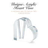 Forever Rose Two Real Roses Dipped in Platinum, Acrylic Heart Vase