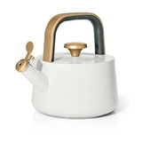 1.8L Ceramic Non-Stick Stovetop Tea Kettle, Durable Ceramic-Coated Stainless Steel, Whistle Alert, Compatible with All Stovetops, White Icing - kitchen appliances (White Icing)
