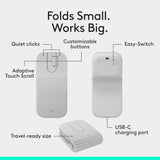Logitech Mobi Fold Foldable Wireless Mouse with Quiet Click, Off-White