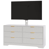 Garvee Wood TV Stand with Mount, Entertainment Center with 6 Drawers, Corner Media Console for 32–85 Inch TVs, Modern Storage TV Cabinet for Living Room Bedroom