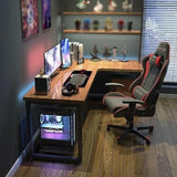 SABALON Office Desk Solid Wood Corner Computer Desk L-Shaped Desk