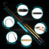 Gaffer Sportfishing 2-Piece Extendable Fishing Gaff Hook - Heavy-Duty Fishing Gaff Pole with Stainless Steel Hook - Durable, Corrosion-Resistant Design for Saltwater & Freshwater Fishing Pole - Gold