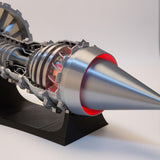 MechPuConToy Turbofan Engine Model Kit That Works, TRENT900 1/15 Functional Turbofan Aircraft Jet Engine Model with Red Simulated Flame Light - Finished Version (Electric Light Version)
