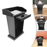 Podium Stand with Slide Drawer, 37.5" Wooden Lectern Pulpit with Large Reading Platform for Church Office
