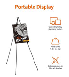 Amazon Basics Easel Display Stand, Instant Floor Poster, Lightweight, Collapsible and Portable with Tripod Base, Black Steel (Supports 5 pounds) (Pack of 2)