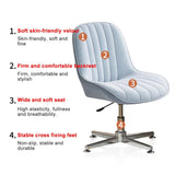 Adjuble Armless Office Chair - Upholstered Bei Seat, No Wheels Fixed Legs, Modern Swivel Design, Slish Desk Chair for Home & Office Use