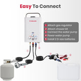GASLAND 6L 1.58GPM Portable Propane Tankless Water Heater with Pump and 1/2" Twist-On Pipe Strainer