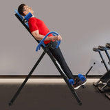 Kathring Inversion Table for Back Relief, Foldable Heavy Duty Fitness Equipment with Adjustable Height, Blue and Black, 330 lbs Weight Capacity, 59.84 Inch Height