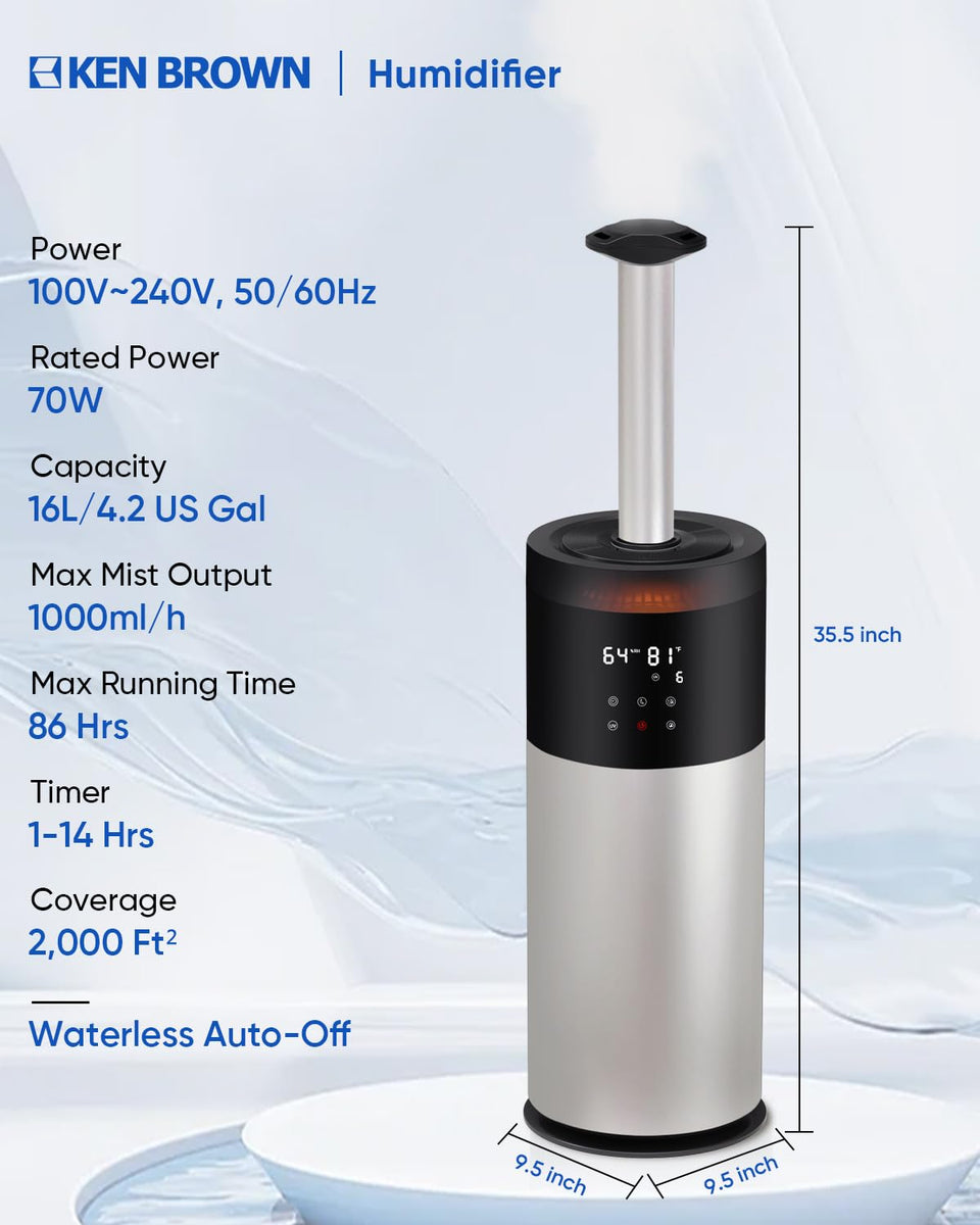 Humidifier Large Room, 16L/4.2Gal Whole House Humidifiers for Home 200 ...