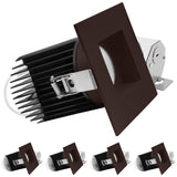 LUXRITE 4 Inch Recessed Light, Regressed Canless LED Spotlight, 5CCT 2700K-5000K, CRI90, 22W, 1700 Lumens High Output, 60º Wide Flood, Square Bronze Trim, Dual Dimmable, IC & Wet Rated (4 Pack)