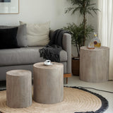 MOOLSUN Modern Nesting Coffee Table Round Wooden Drum End Tables for Small Space Living Room, Bedroom, Balcony, Office (A-Wood Color 1)