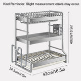 Stainless Steel Dish Drying Rack, Metal Dish Drainer for Kitchen, 2 Tier Dish Racks for Kitchen Counter, Large Capacity Plate Organizer for Kitchen(Large)