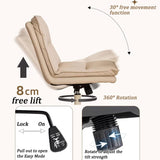 Mid‑Back Leather No‑Wheel Office Chair for Reception Conference Home Office