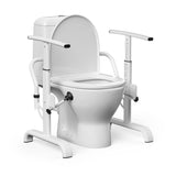 Onpickly Toilet Safety Rails for Seniors, 350lbs Heavy Duty Toilet Safety Frame & Grab Bars, Triple Stability with 2 Suction Cups & Rear Bar, Adjustable Height & Width Toilet Rail