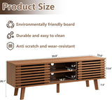 MAISONARIA Living Room Table Sets of 2, Mid Century Coffee Table & Dresser TV Stand, Sliding Door Coffee Table with Storage, Modern TV Stand for Bedroom, Living Room, Walnut