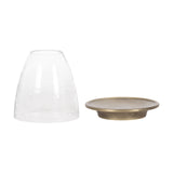 Kate and Laurel Campana Modern Two-Piece Candle Holder Set, Set of 2, Antique Brass and Clear Glass, Cast Aluminum Candle Holders with Textured Glass Cloche Design for Entryway or Living Room Decor