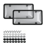 2-Pack License Plate Cover Frames Protector Combo, Clear Plate Frame Anti-Scratch Anti-Glare for Car Truck SUV, Includes All Mounting Hardware (Grey)