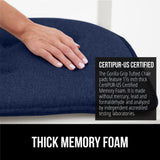 GORILLA GRIP Slip Resistant Tufted Chair Cushions, No Ties Required, Set of 6 Memory Foam Pads for Dining Room, Kitchen Table
