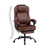 Big and Tall Office Chair with Footrest, Ergonomic Executive Desk Chair, High Back PU Leather Reclining Computer Chair for Home Office